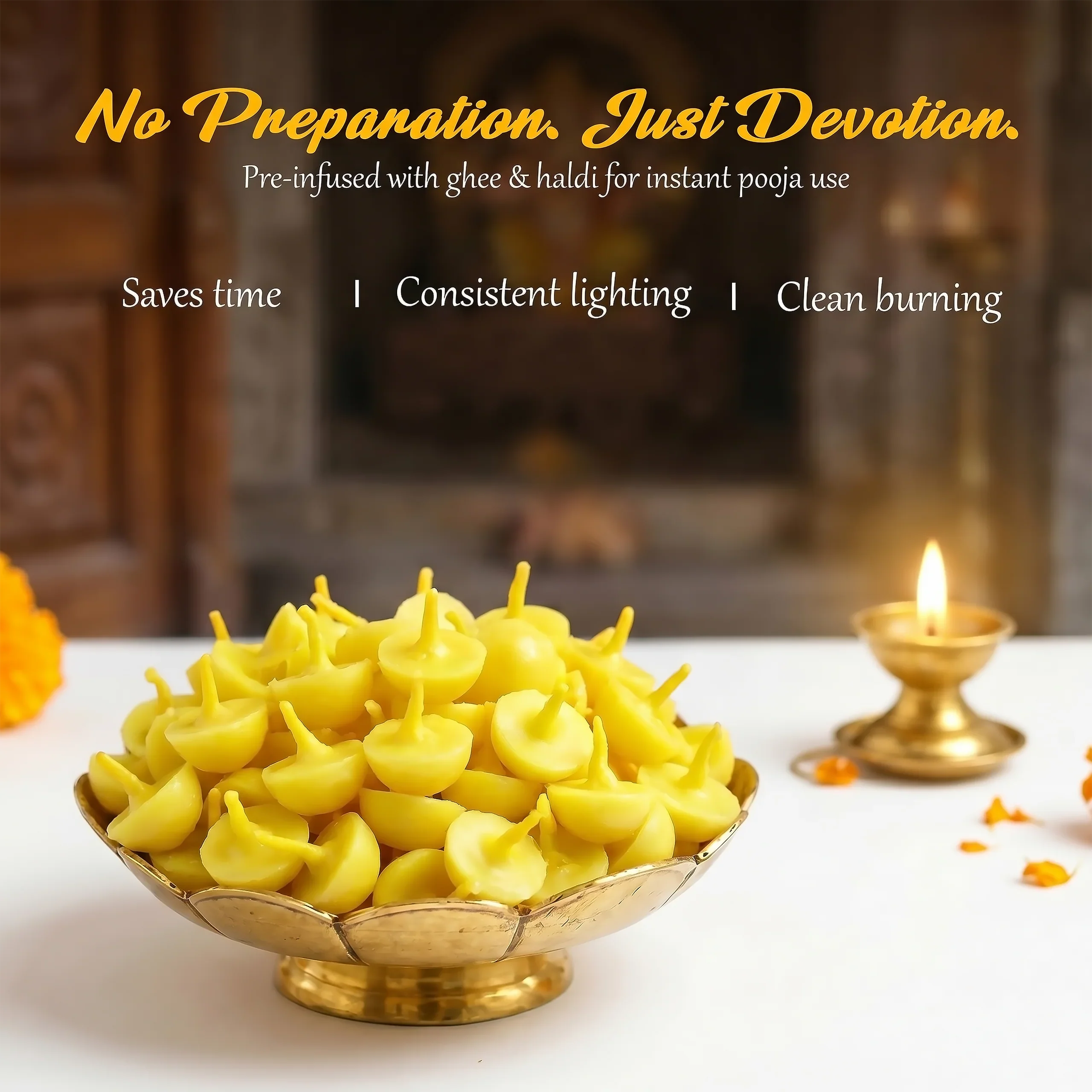 Ghee Haldi Cotton Wicks for Diya &amp; Pooja | Svarnadeep