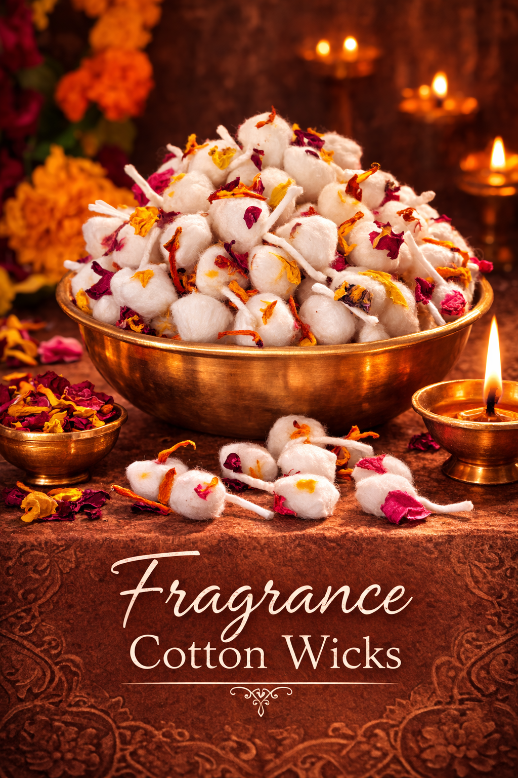 Fragrant and Aromatic cotton wicks for pooja rituals and devotional use