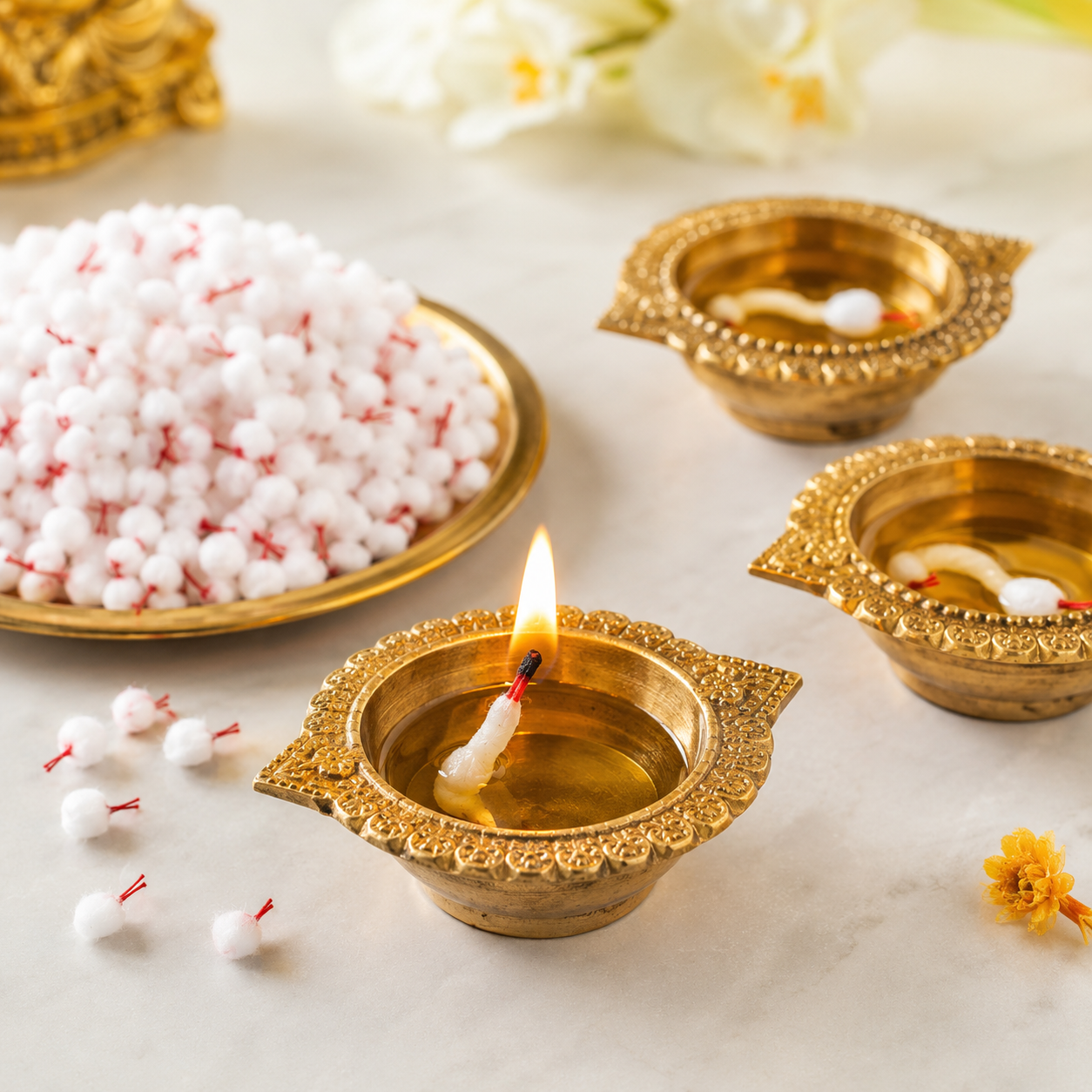 Colored Tip Cotton Wicks for Diya & Pooja | Svarnadeep