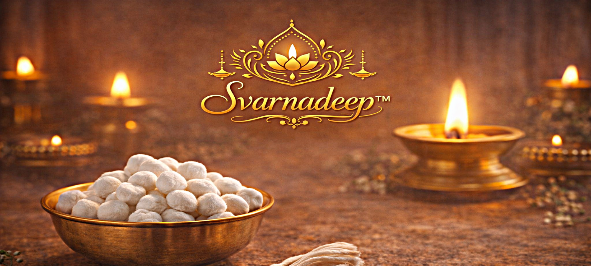 Premium cotton wicks for diya lighting used in daily pooja rituals by Svarnadeep