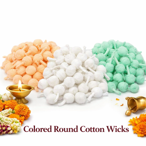 Colored Round Cotton Wicks for diya and pooja