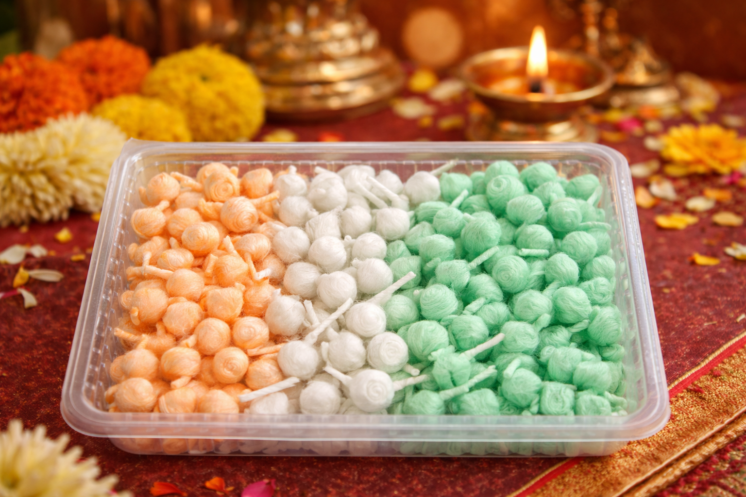 Colored Round Cotton Wicks diya lighting pooja