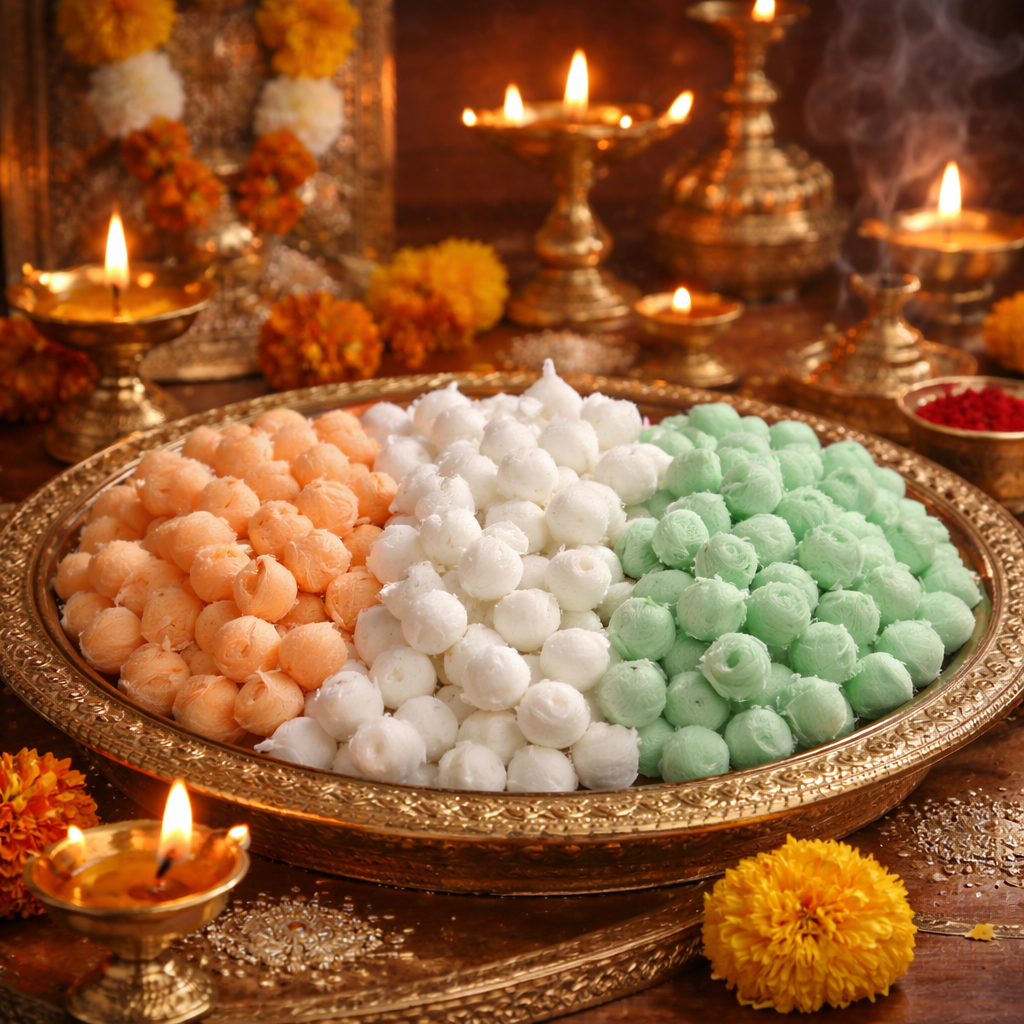 Colored Round Cotton Wicks pooja setup