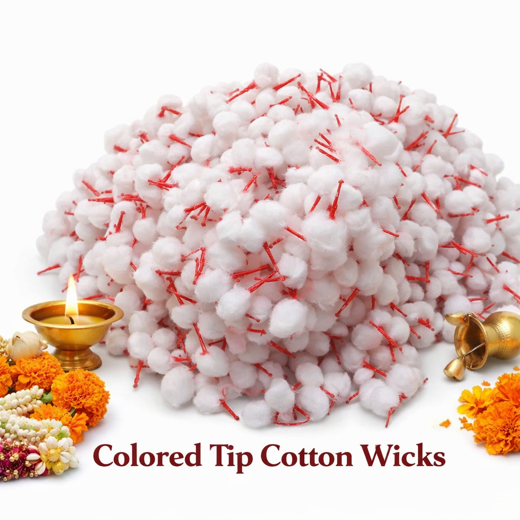 Colored Tip Cotton Wicks for diya and pooja