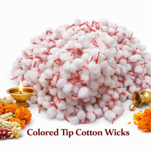 Colored Tip Cotton Wicks for diya and pooja