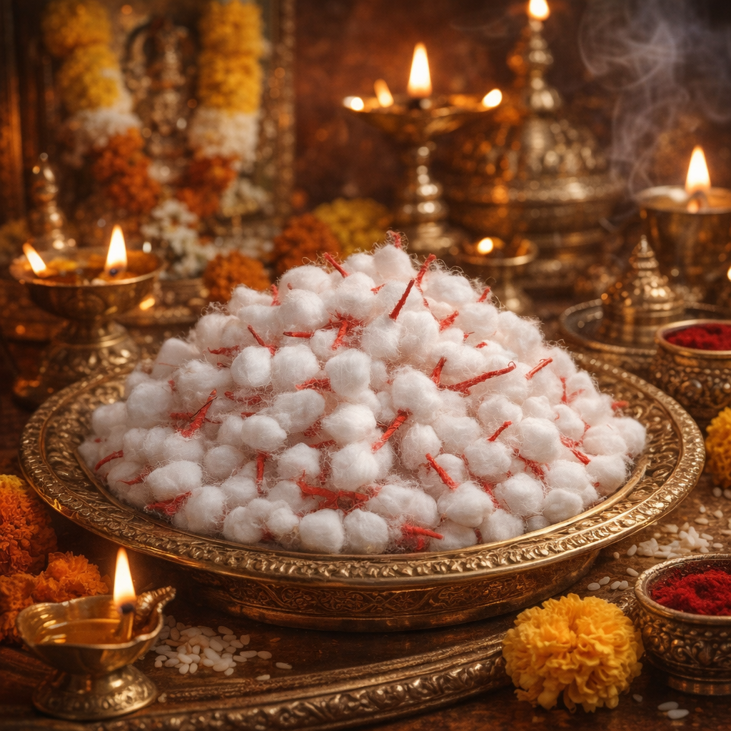 Colored Tip Cotton Wicks pooja setup