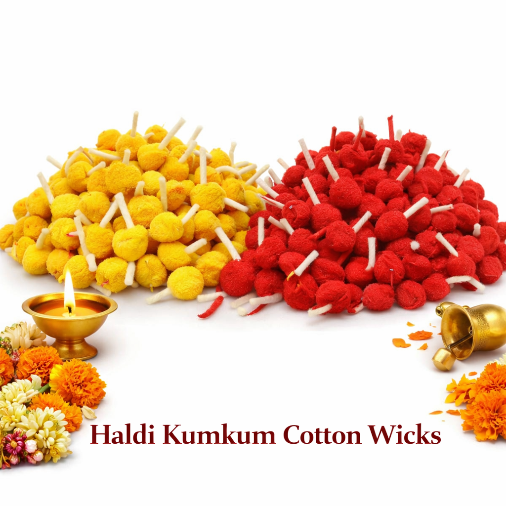 Haldi Kumkum Cotton Wicks for diya and pooja
