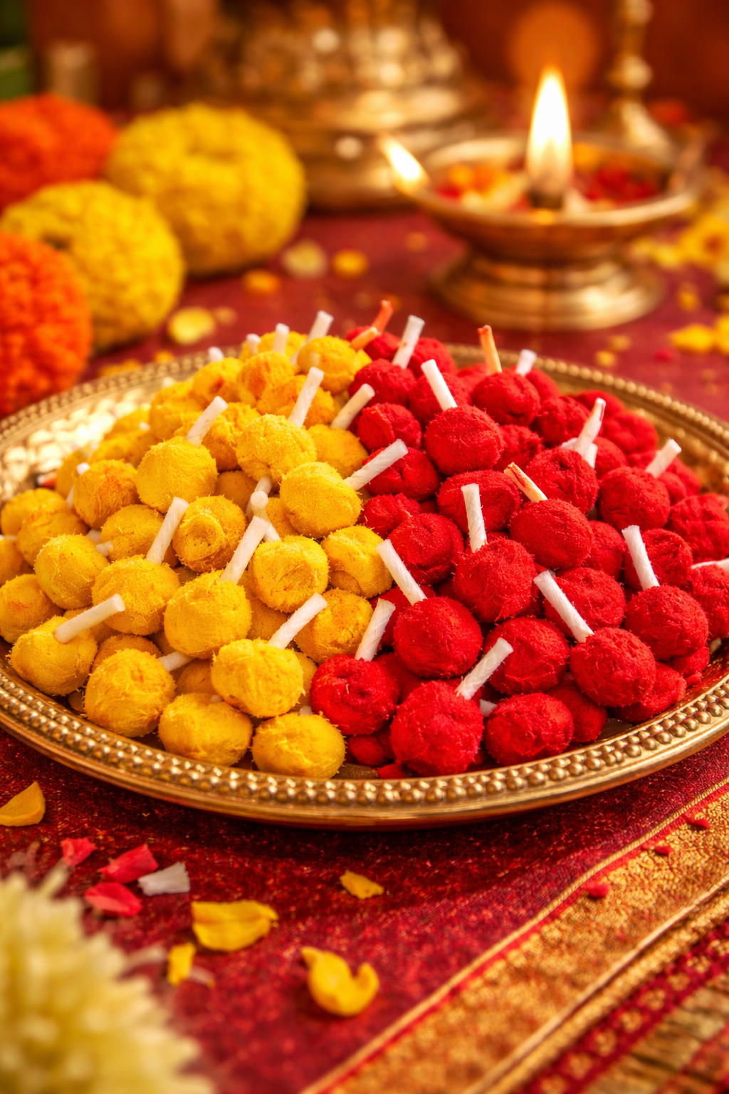 Haldi Kumkum Cotton Wicks diya lighting pooja