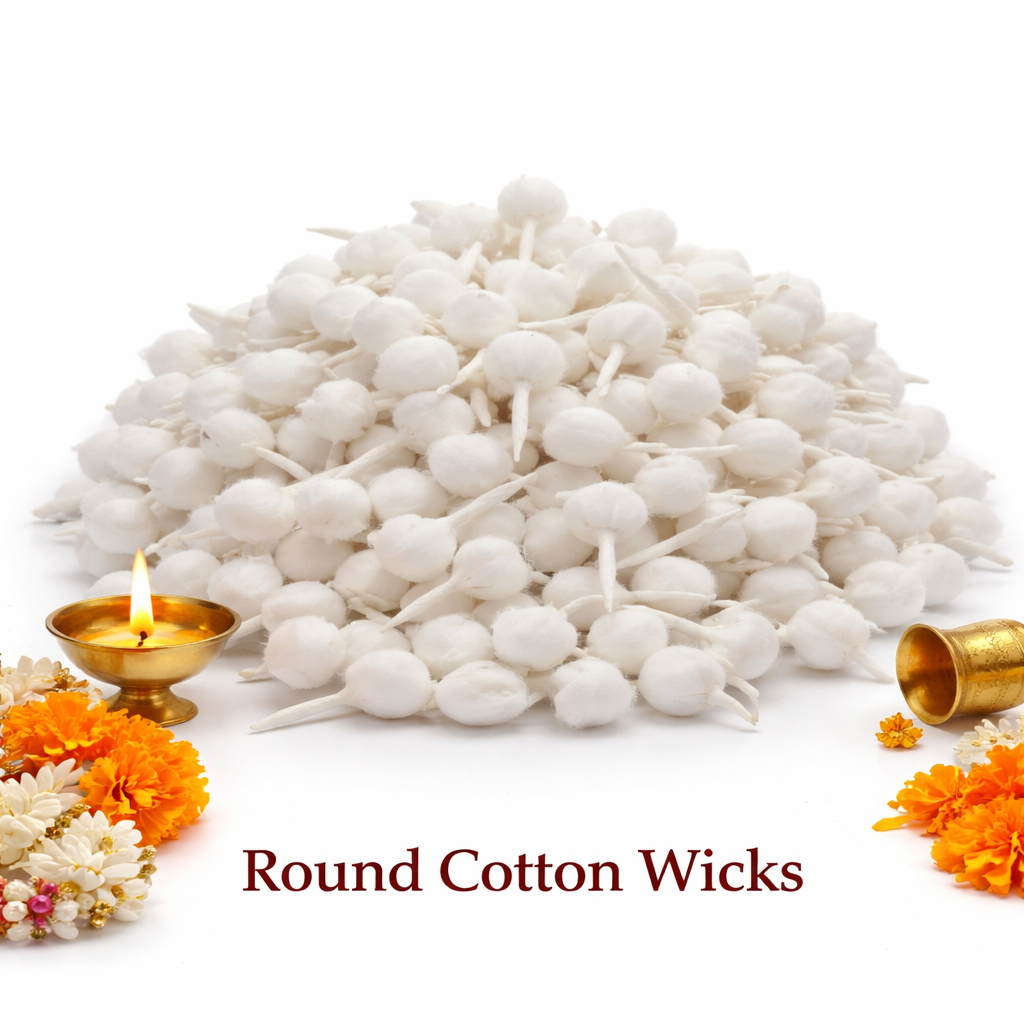 Round Cotton Wicks for diya and pooja