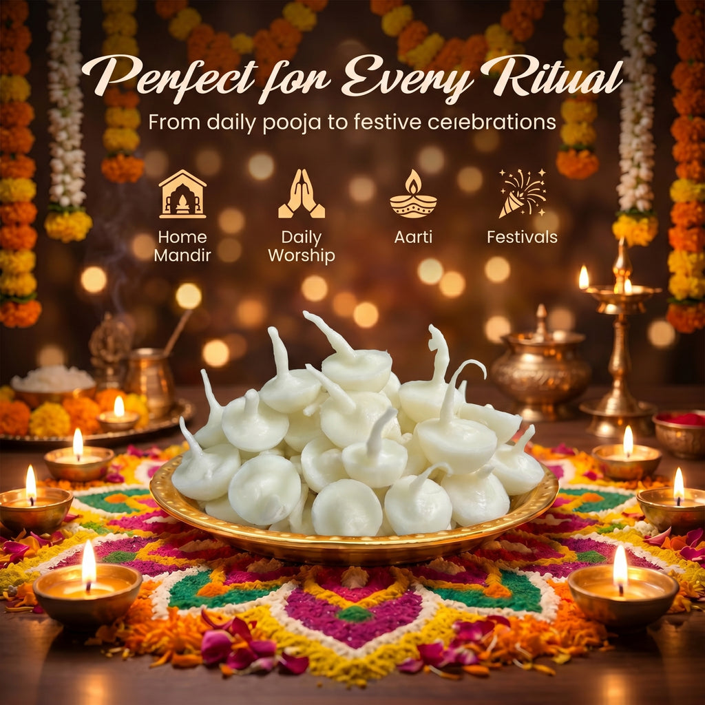 Svarnadeep Camphor Cotton Wicks for Devotional Rituals