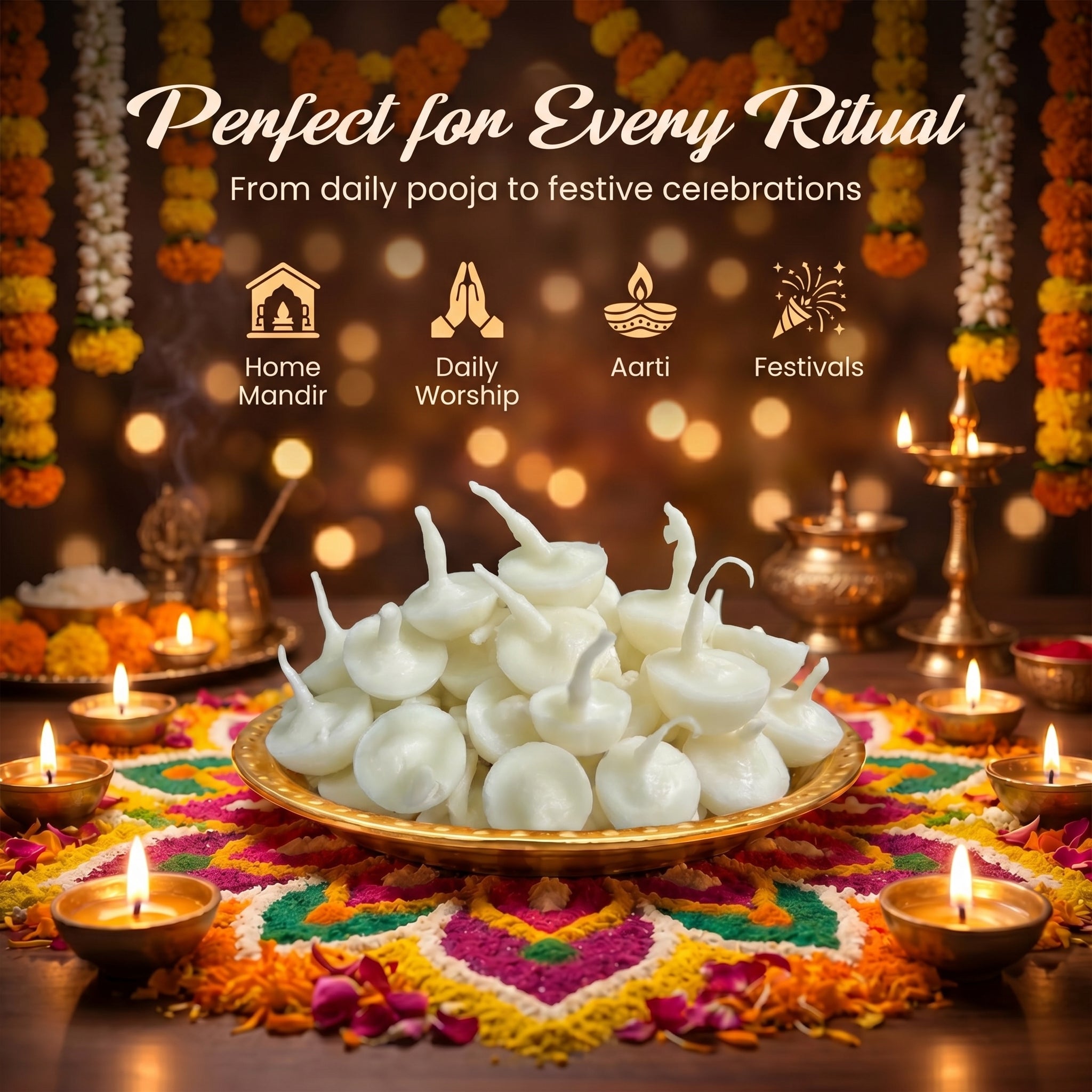 Svarnadeep Camphor Cotton Wicks for Devotional Rituals