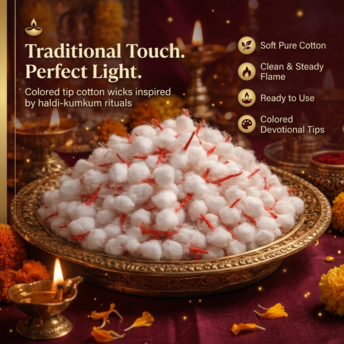 Decorative Cotton Wicks for Diya Lighting and Spiritual Ceremonies