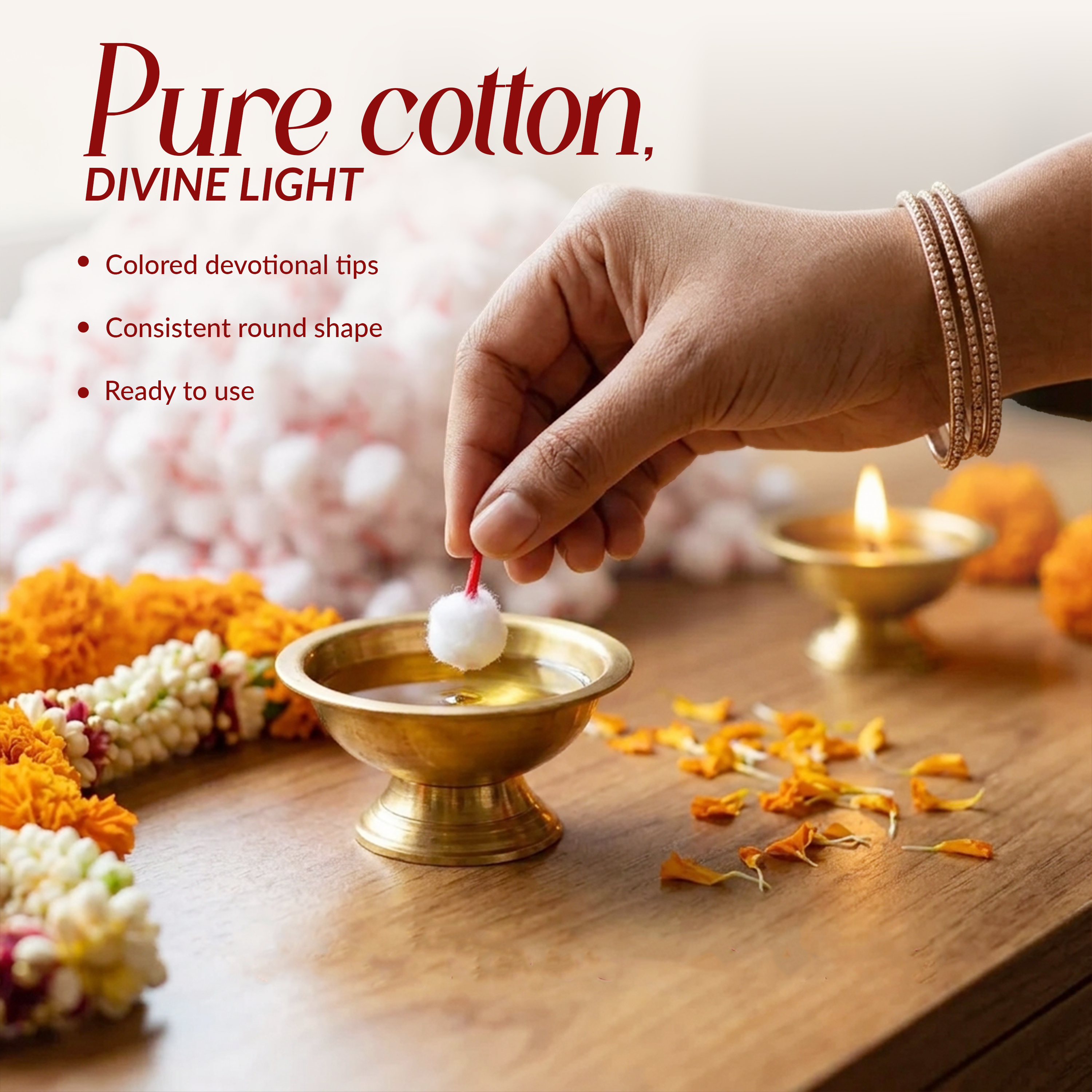 Premium Colored Tip Cotton Wicks for Daily Pooja