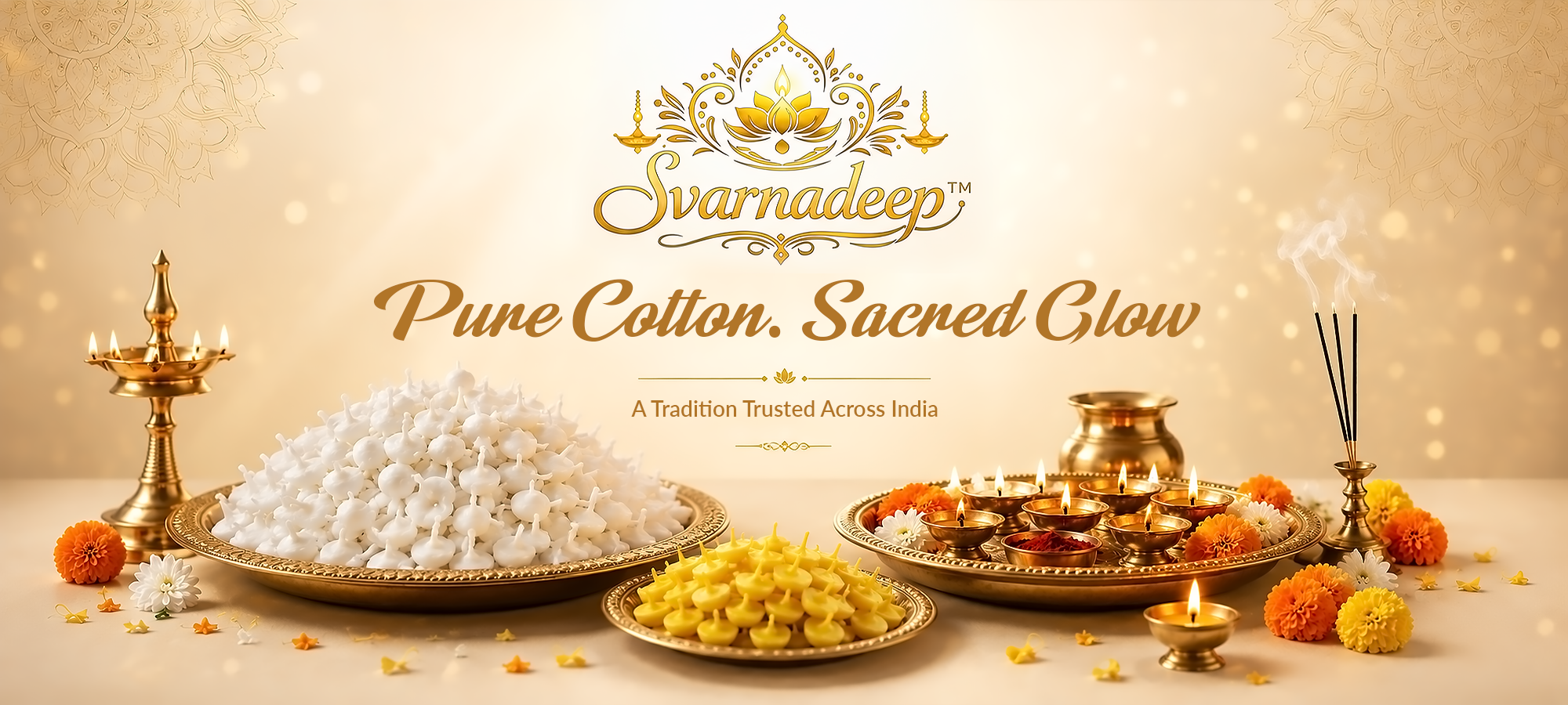 Premium Cotton Wicks for Daily Pooja and Sacred Diya Lighting by Svarnadeep