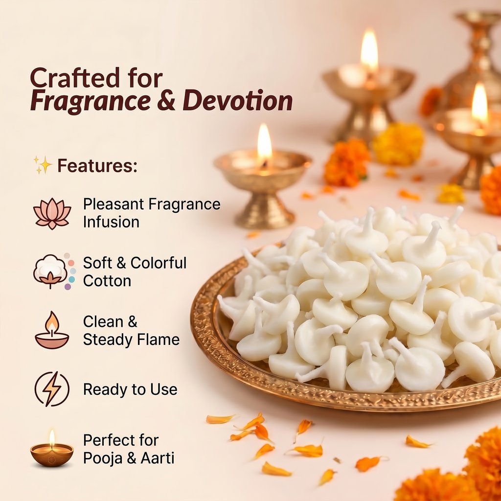 Fragrant Cotton Wicks for Sacred Diya Lighting