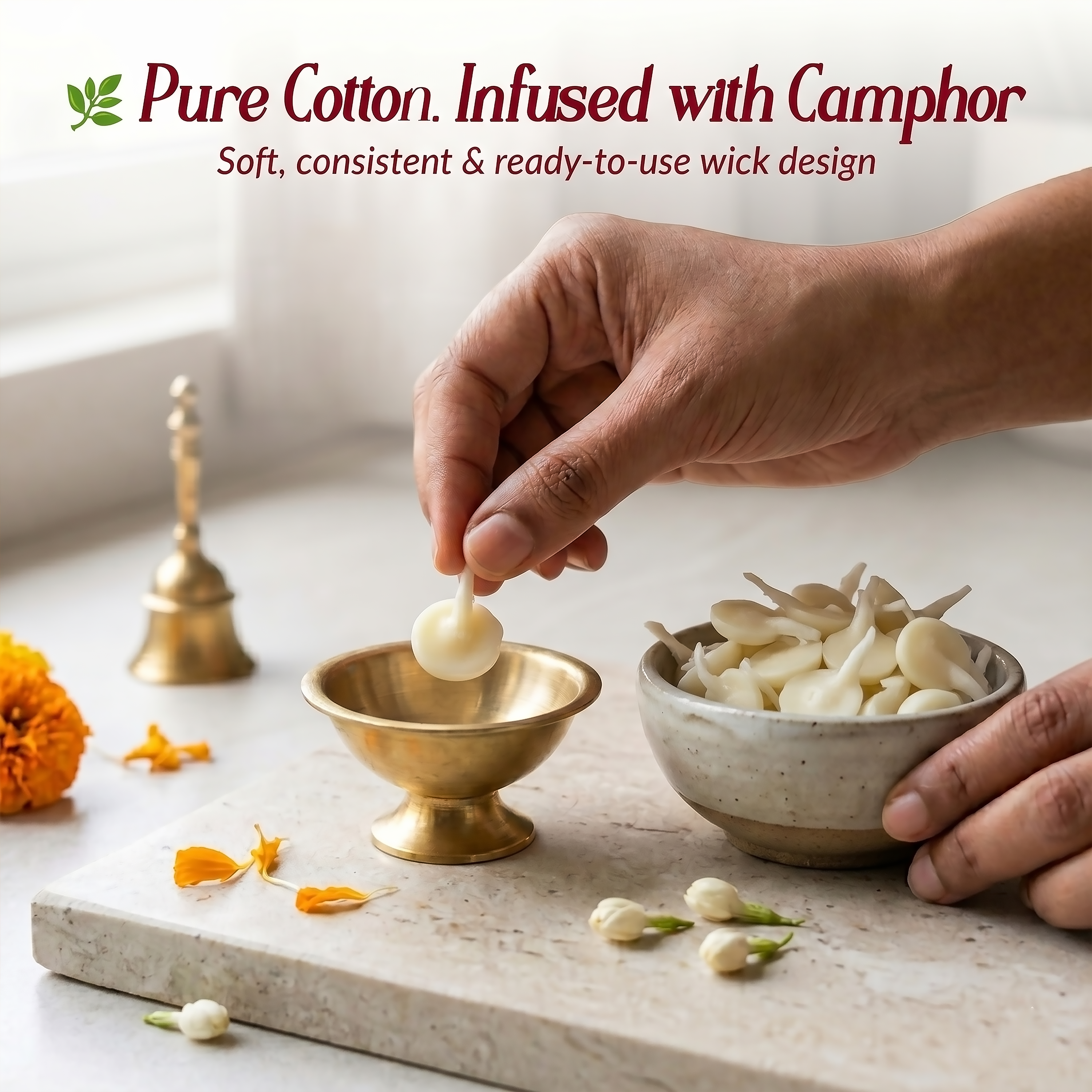 Traditional Ghee Cotton Wicks for Spiritual Ceremonies