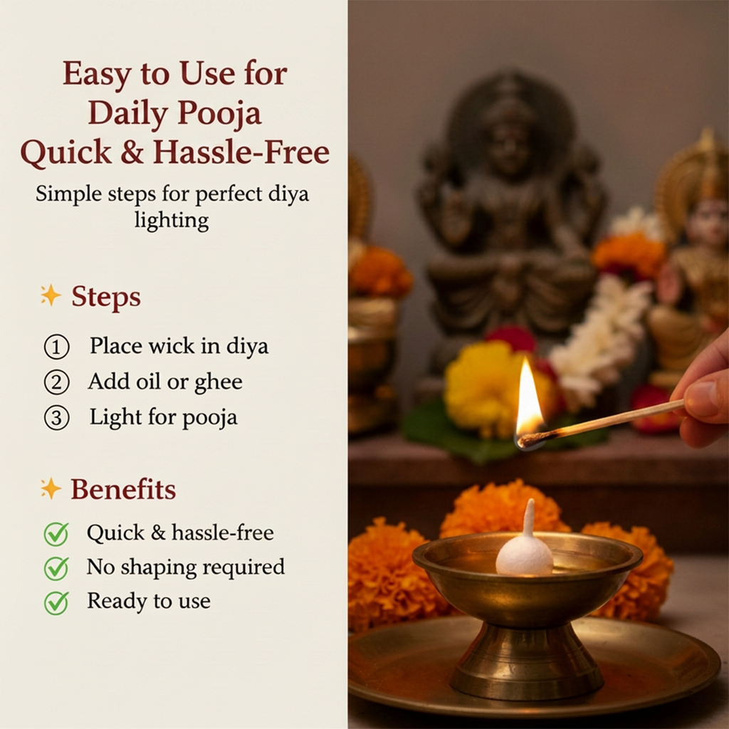 Traditional Round Cotton Wicks for Daily Devotional Use